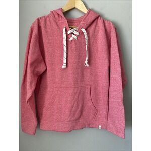 Vineyard Crew Sweatshirt Womens Size S Heathered Pink Pull Over Hoodie Lace Neck